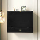Wall Mounted Folding Laptop Desk Hideaway Storage with Drawer-Black