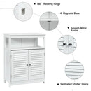 Wood Freestanding Bathroom Storage Cabinet with Double Shutter Door-White