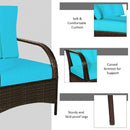 3 Pcs Patio Conversation Rattan Furniture Set with Glass Top Coffee Table and Cushions-Turquoise