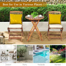 3PCS Patio Folding Wooden Bistro Set Cushioned Chair -White