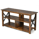 Modern Farmhouse TV Stand Entertainment Center for TV's up to 55Inch with Open Shelves-Brown
