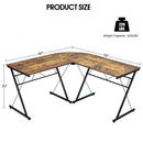 59" L-Shaped Corner Desk Computer Table for Home Office Study Workstation-Brown