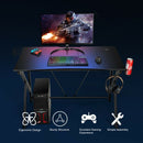 K-Shaped Computer Gaming Desk 45" Racing Desk with Cup Headphone Holder and Game Storage