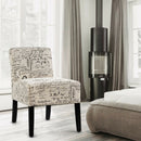 Armless Letter Print Fabric Chair with Solid Wood Legs