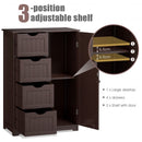 Standing Indoor Wooden Cabinet with 4 Drawers-Brown