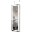 Door Wall Mount Touch Screen Mirrored Jewelry Cabinet-White
