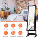 Jewelry Cabinet Stand Mirror Armoire with Large Storage Box-Brown