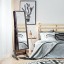 Jewelry Cabinet Stand Mirror Armoire with Large Storage Box-Brown