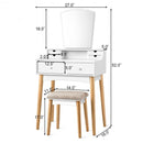 Vanity Table Set Dressing Table Cushioned Stool Makeup Table