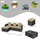 5-Piece Rattan Patio Furniture Set Adjustable Sofa Cushioned Ottoman