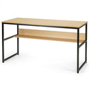 55" Computer Desk Writing Table Workstation Home Office with Bookshelf-Natural