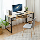 55" Computer Desk Writing Table Workstation Home Office with Bookshelf-Natural