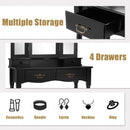 Simple Vanity Set with Tri-Folding Mirror Drawers and Storage Shelf-Black