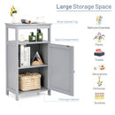 Bathroom Wooden Floor Cabinet with Multifunction Storage Rack-Gray
