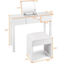 Black - White Vanity Makeup Dressing Table Writing Desk Set with Flip Top Mirror and Cushioned Stool-White