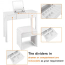 Black - White Vanity Makeup Dressing Table Writing Desk Set with Flip Top Mirror and Cushioned Stool-White