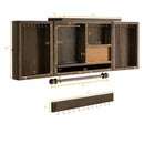 Vintage Wood Wall Mounted Jewelry Organizer with Barn Door-Brown