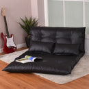 Foldable PU Leather Leisure Floor Sofa Bed w- 2 Pillows