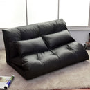 Foldable PU Leather Leisure Floor Sofa Bed w- 2 Pillows