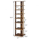 Wooden Shoes Storage Stand 7 Tiers Shoe Rack Organizer Multi-shoe Rack Shoebo-Rustic Brown