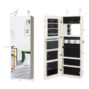 Lockable Storage Jewelry Cabinet with Frameless Mirror-White