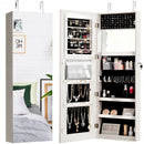 Lockable Storage Jewelry Cabinet with Frameless Mirror-White