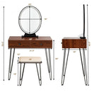 Industrial Makeup Dressing Table with 3 Lighting Modes-Coffee