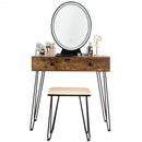 Industrial Makeup Dressing Table with 3 Lighting Modes-Tan