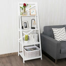 4-Tier Wood Display Storage Bookshelf-White