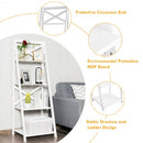 4-tier Leaning Free Standing Ladder Shelf Bookcase-White