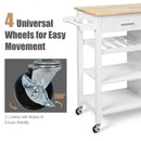 Kitchen Island Cart Rolling Serving Cart Wood Trolley-White