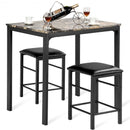 3 Piece Counter Height Dining Set Faux Marble Table