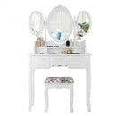 7 Drawer Tri-Folding Mirror Dressing Vanity Makeup Set-White