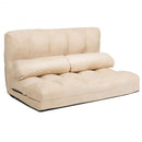 Foldable Floor 6-Position Adjustable Lounge Couch-Beige