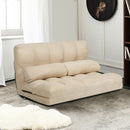 Foldable Floor 6-Position Adjustable Lounge Couch-Beige