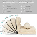 Foldable Floor 6-Position Adjustable Lounge Couch-Beige