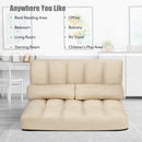 Foldable Floor 6-Position Adjustable Lounge Couch-Beige