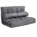 Foldable Floor 6-Position Adjustable Lounge Couch-Gray