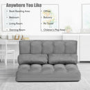 Foldable Floor 6-Position Adjustable Lounge Couch-Gray