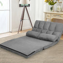 Foldable Floor 6-Position Adjustable Lounge Couch-Gray
