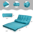 Foldable Floor 6-Position Adjustable Lounge Couch-Blue
