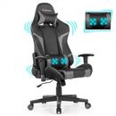 Reclining Swivel Massage Gaming Chair with Lumbar Support-Blue