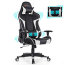 Reclining Swivel Massage Gaming Chair with Lumbar Support-White