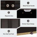 Bathroom Corner Storage Freestanding Floor Cabinet with Shutter Door-Brown