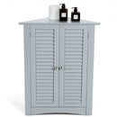 Bathroom Corner Storage Freestanding Floor Cabinet with Shutter Door-Gray
