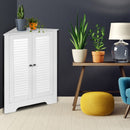 Adjustable Corner Storage Cabinet with Shutter Doors-White