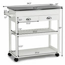Stainless Steel Mobile Kitchen Trolley Cart With Drawers & Casters-White