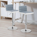 Set of 2 Adjustable Height Barstool with PU Leather