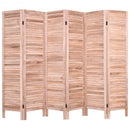 6 Panels Classic Venetian Wooden Slat Room Screen-Brown