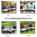 3 Pieces Patio Wicker Rattan Furniture Set with Cushion for Lawn Backyard